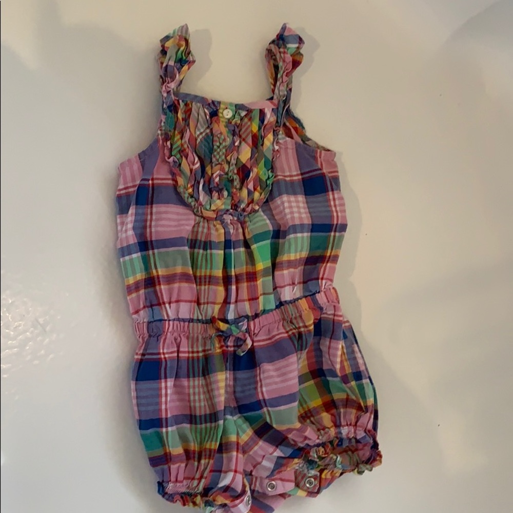 Ralph Lauren Madras Plaid Romper - size 12 months